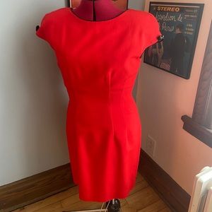 Wiggle dress red with heart-shapped buttons